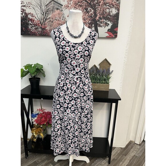 MSK Women’s Sleeveless Floral Midi Fit +Flare tank Dress Size XL Scoop Neck - Picture 1 of 9